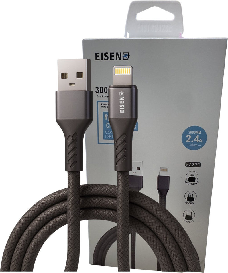 USB Kabel Geschikt voor Lightning 3 Meter - Extra Lang Gevlochten Nylon Kabel & Snel laden en Synchroniseren - Geschikt voor iPad