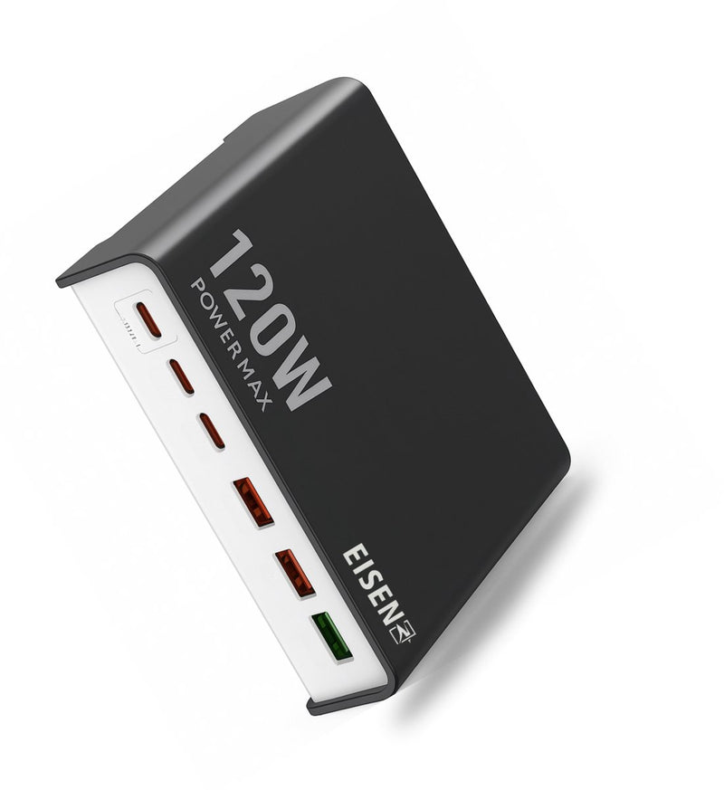 120W Desktop Oplader - 3x USB C & 3x USB A - Super Fast Charging - 6 Poorten - Super Snel Oplader - Adapter geschikt voor Smartphone, Oortjes & Tablets