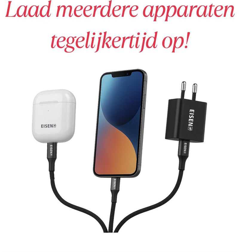 100W USB-C Kabel - Geschikt voor Lightning + 1.2 Meter - Fast Charging - Oplaadkabel voor Smartphone, Draadloze Oordopjes, Tablets & Laptops