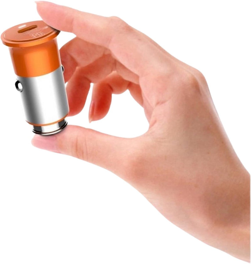 Eisenz - Autolader USB-C - Snellader 18W - Inclusief Lightning Kabel - Geschikt voor iPhone - Oranje - Laad 4x zo snel - Power Delivery