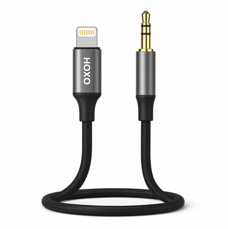 Audio Kabel geschikt voor Lightning - Aux Kabel 3.5mm Jack - 1 Meter - Gevlochten Nylon - Muziek transmissie - Speaker Compatibiliteit - Auto Audio - Projector