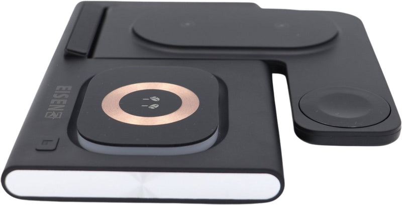 4-in-1 Draadloze Oplader 15W - Magnetisch & Nacht Lamp - Opvouwbaar Snellader - Geschikt voor MagSafe, Smartwatch, Draadloze Oordopjes, Smartphone - Oplaadstation