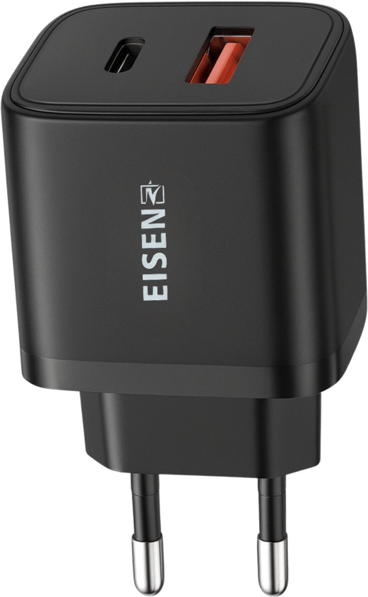 USB C Adapter 25W - USB A Snellader - 2 Poorten - Quick Charge 3.0 - Power Delivery 3.0 - USB A & C Oplader - Zwart
