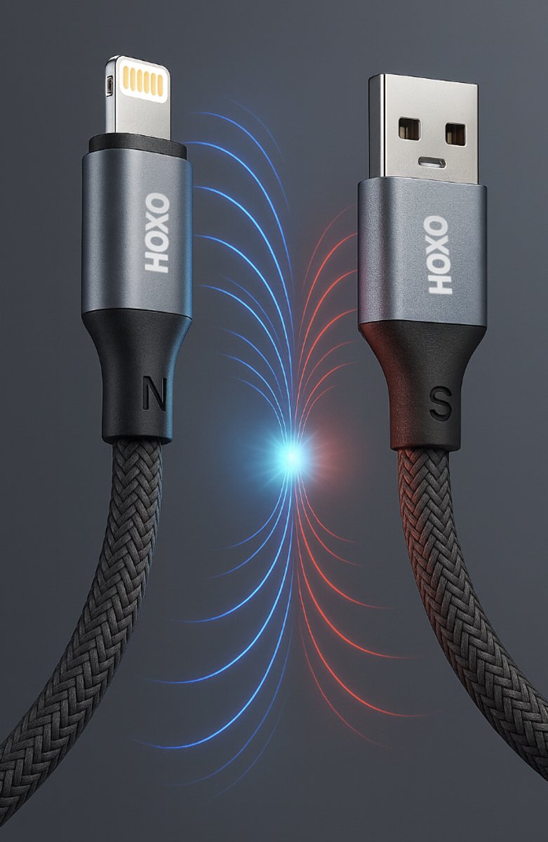 2x Magnetische Oplaadkabel geschikt voor Lightning - USB Kabel - Magnetische Oprolbaar - 1 Meter - Snellader - Fast Charging