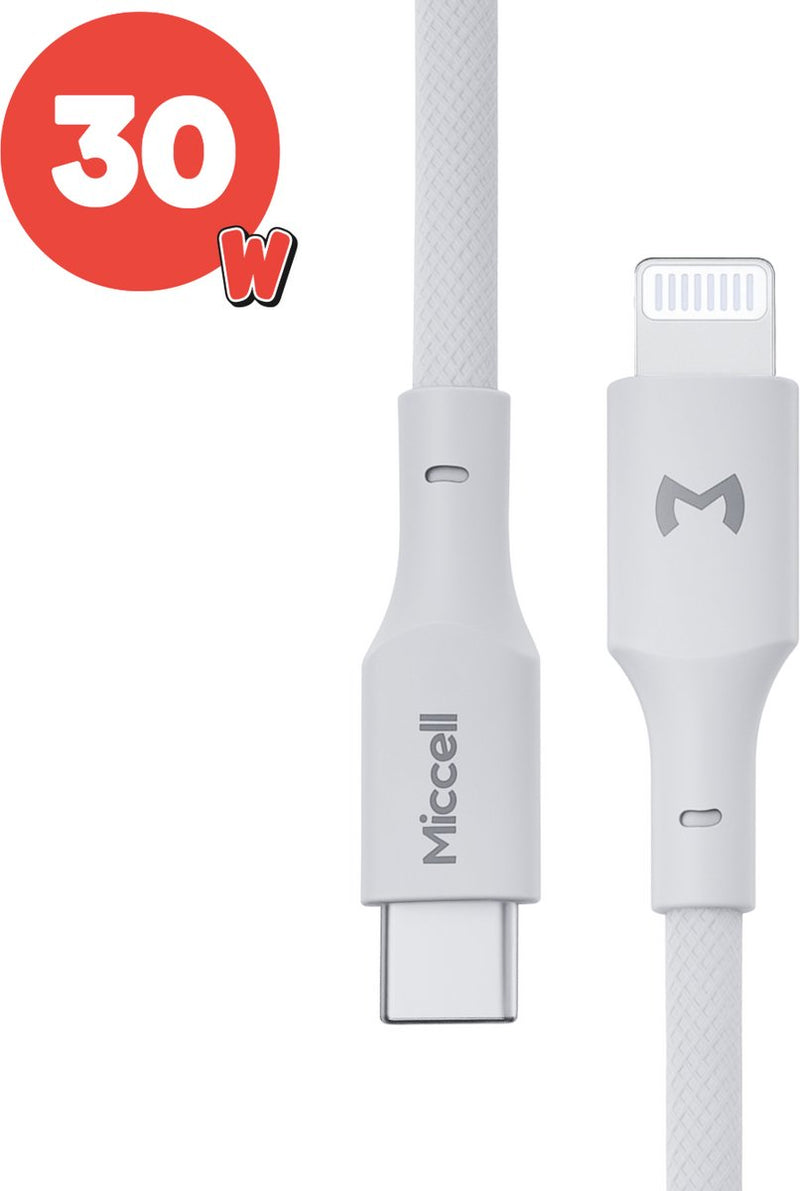 30W USB C naar C Kabel - 1.2 Meter - Gevlochten Nylon Kabel - USB C Kabel - Snellader - Geschikt voor Lightning