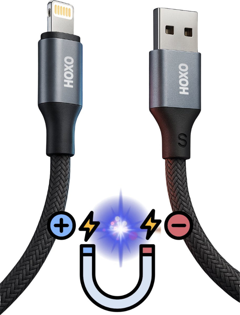 2x Magnetische Oplaadkabel geschikt voor Lightning - USB Kabel - Magnetische Oprolbaar - 1 Meter - Snellader - Fast Charging