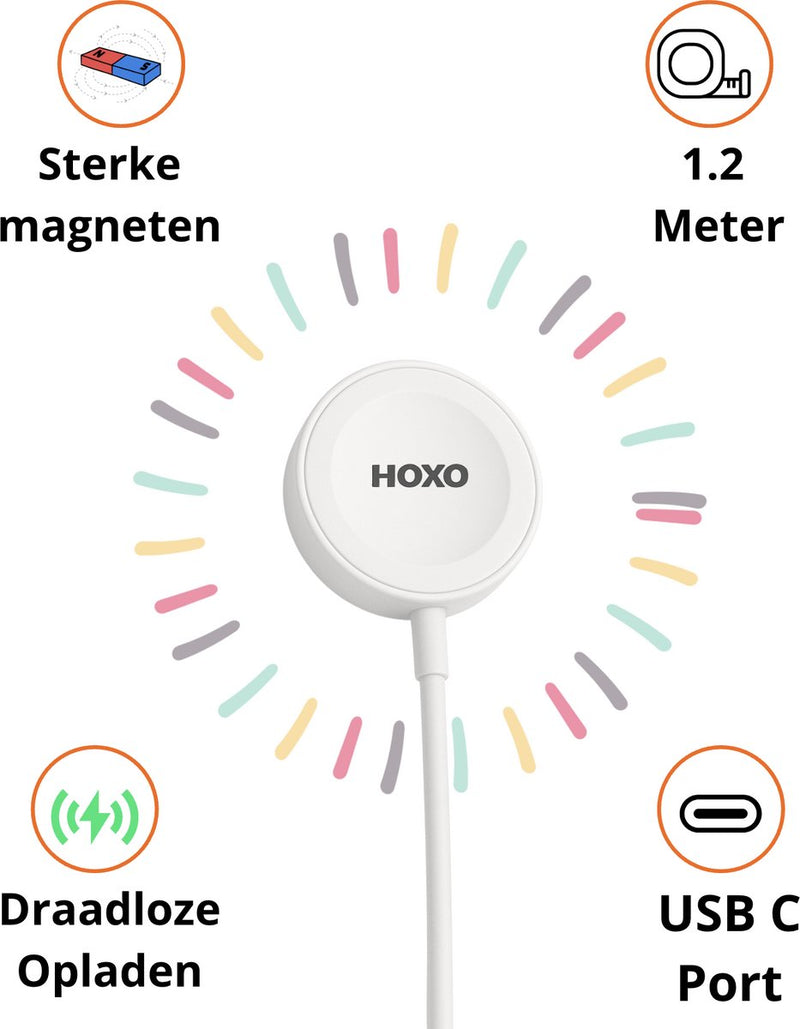USB C Draadloze Oplader Geschikt voor Apple Watch - Magnetische Oplaadkabel - 1.2 Meter Snellader - Serie 2 t/m 9 - Oplader voor Smartwatch