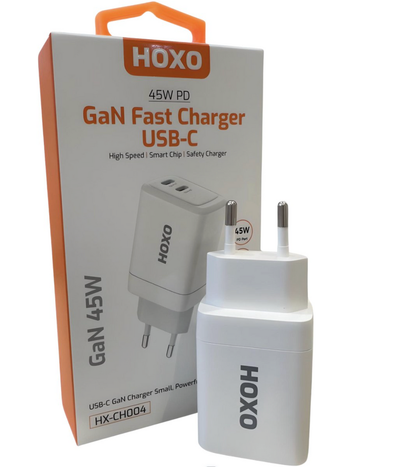 45W USB C Adapter met 2 USB C Poorten - Snellader geschikt voor iPhone 17 - GaN Oplader