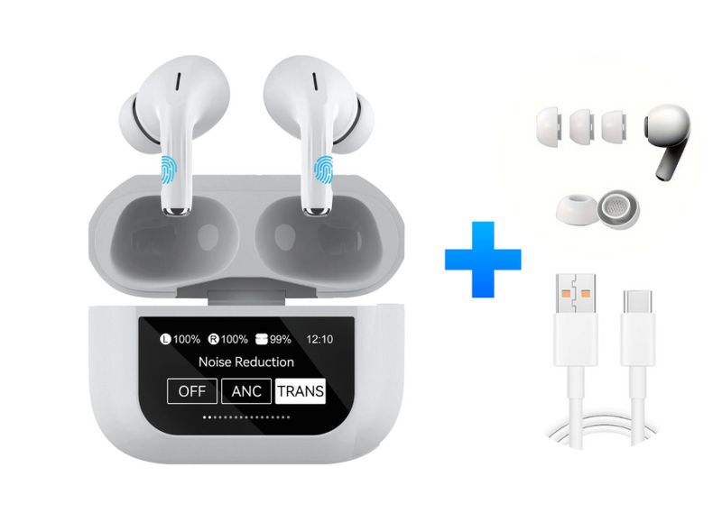 In-Ear Draadloze Oordopjes – Bluetooth 5.4 – Active Noise Cancelling – 20u Speeltijd – Oplaadcase met Touch Display - ENC