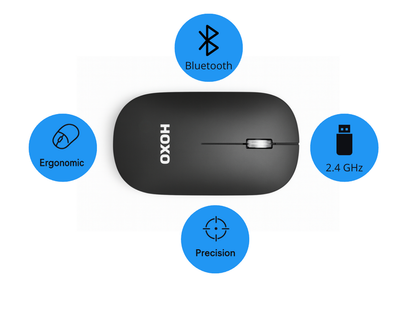 Draadloze Muis - 1000 DPI - Stille Muis - Bluetooth Muis - Ergonomische - Nauwkeurig Muis - 2.4 GHz Receiver - Geschikt voor Windows & Mac