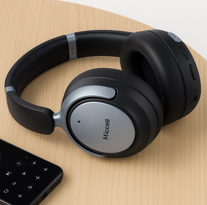 Over Ear Koptelefoon met Active Noise Cancelling - Draadloze Headset met Microfoon - ENC - Bluetoot 5.3 - Inklapbaar & 70 uur batterij