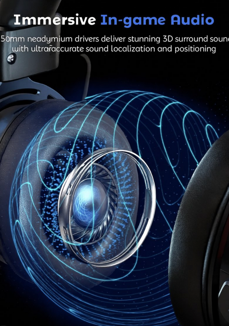 Over Ear Koptelefoon met Active Noise Cancelling - Draadloze Headset met Microfoon - ENC - Bluetoot 5.3 - Inklapbaar & 70 uur batterij