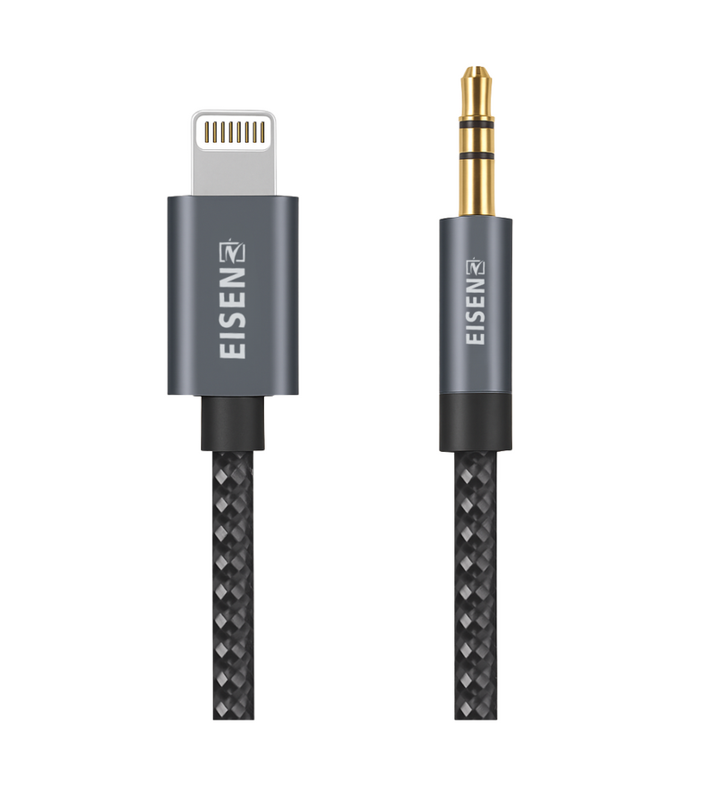 Aux Kabel 1.2 Meter - Geschikt voor Lightning naar 3.5mm Jack - Gevlochten Kabel - Audio kabel voor Auto, Radio, Koptelefoon, Smartphone & Computer