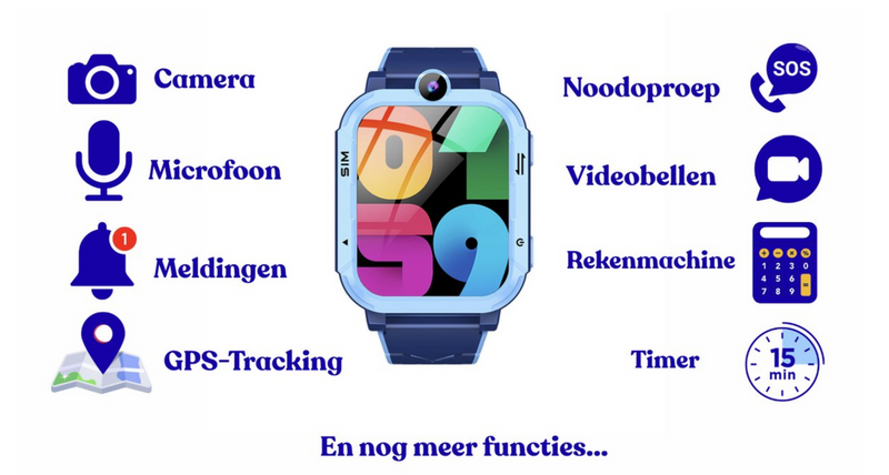 4G Kids Smart Watch - SOS Noodoproep - GPS Horloge - Inclusief Camera - IP67 Waterdicht - APP Bediening - Lange Batterijduur
