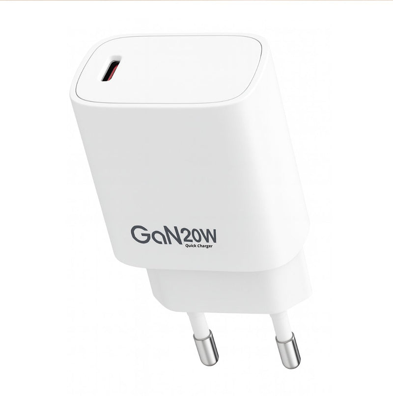 USB-C Adapter 20W Oplader - Snellader GaN - Power Delivery 3.0 - Wit - Compact - Thuislader & Reisvriendelijk