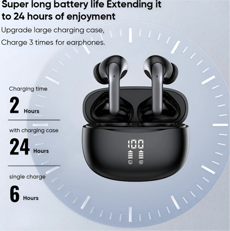 Draadloze Oordopjes met Active Noice Cancelling - Bluetooth 5.4 - Oortjes inclusief ENC - 40 Uur Batterij - Auto Pairing - Deep Bass - Touch Control - Hi-Fi Stereo Audio - Heldere Gesprekken