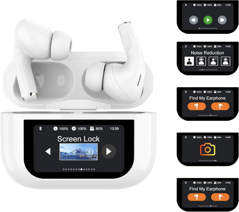 In-Ear Draadloze Oordopjes – Bluetooth 5.4 – Active Noise Cancelling – 20u Speeltijd – Oplaadcase met Touch Display - ENC