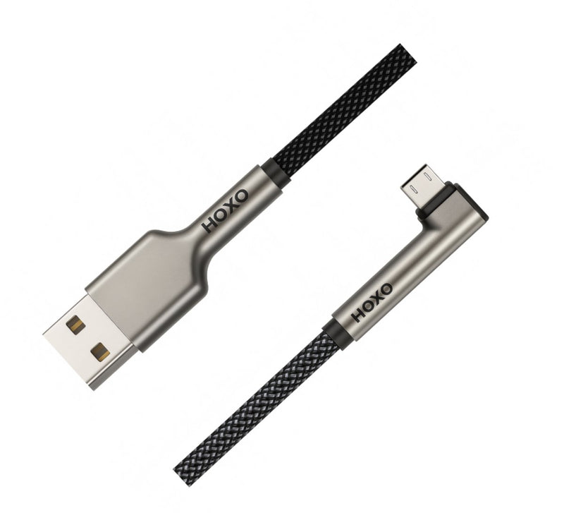 USB A naar Micro USB met Haakse aansluiting 90° - 1.5 meter USB Kabel - Gevlochten Zink Alloy kabel - Oplaadkabel - Snellader - Data & Snel laden