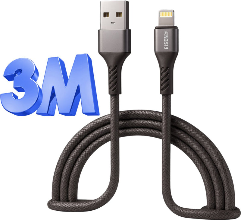 USB Kabel Geschikt voor Lightning 3 Meter - Extra Lang Gevlochten Nylon Kabel & Snel laden en Synchroniseren - Geschikt voor iPad