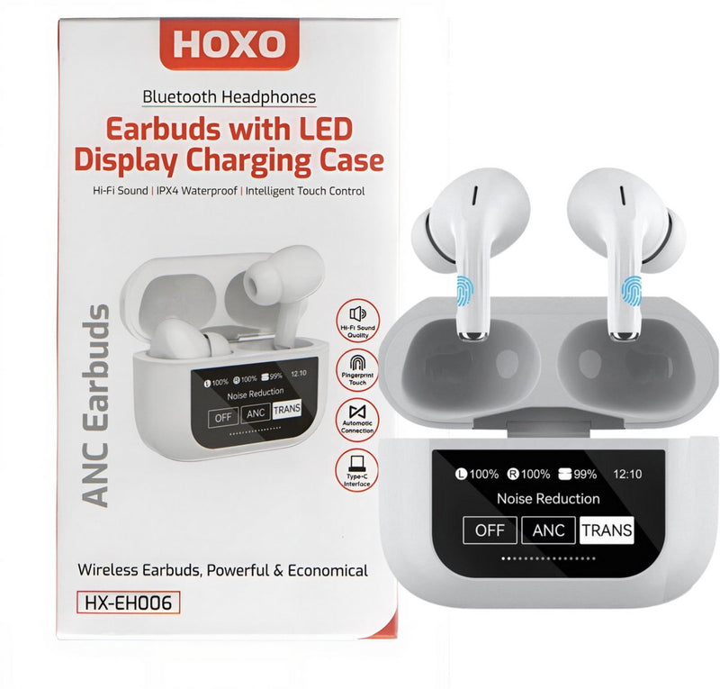 In-Ear Draadloze Oordopjes – Bluetooth 5.4 – Active Noise Cancelling – 20u Speeltijd – Oplaadcase met Touch Display - ENC