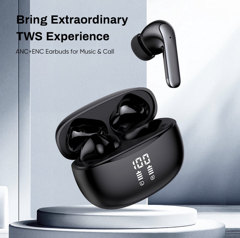 Draadloze Oordopjes met Active Noice Cancelling - Bluetooth 5.4 - Oortjes inclusief ENC - 40 Uur Batterij - Auto Pairing - Deep Bass - Touch Control - Hi-Fi Stereo Audio - Heldere Gesprekken