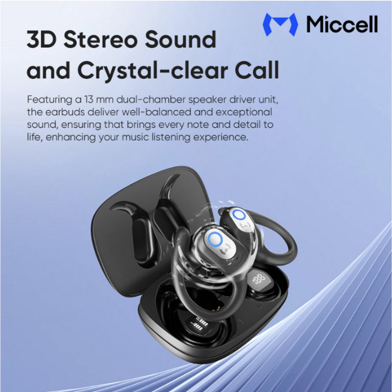 Draadloze Oordopjes met Oorhaakjes - Sport Oortjes - TWS Earbuds - Dual LED - 40 Uur Batterij - Bluetooth Oortjes - Auto Pairing - Touch Control - Deep Bass