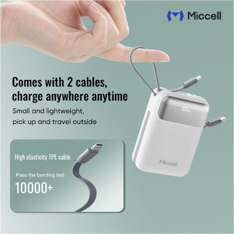 35W Powerbank met ingebouwde Kabels - 10.000 mAh - Super Snel Oplader - Geschikt voor Lightning - USB C & USB A - Digital LED Display - Oortjes, Smartphone & Tablets Snellader