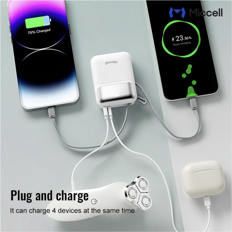 35W Powerbank met ingebouwde Kabels - 10.000 mAh - Super Snel Oplader - Geschikt voor Lightning - USB C & USB A - Digital LED Display - Oortjes, Smartphone & Tablets Snellader