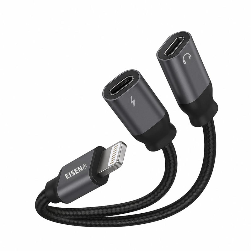 60W Audio Kabel geschikt voor Lightning - 2-in-1 Splitter - 2x USB C - Adapter voor Muziek, Opladen & Data transfer