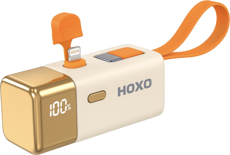 Mini Powerbank 5000 mAh - 22.5W Snellader met Ingebouwde kabel USB C - Geschikt voor Lightning - Oplader voor Smartphone, Oortjes & Tablets - Noodpakket