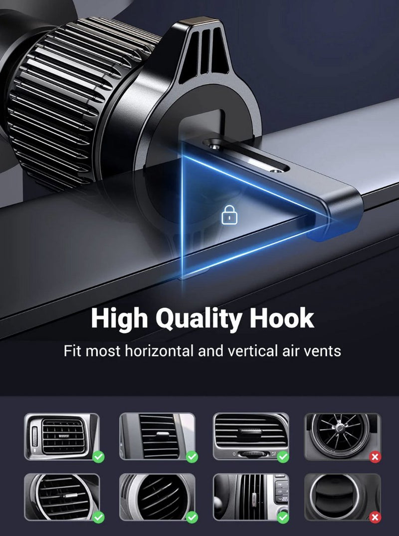 Magnetische Telefoonhouder met haak - Ventilatie, Raam, Dashboard - GSM Houder - 360° Rotatie - Inclusief 2 Magneet Ringen - Voor smartphones 3 - 7 inch - Universeel