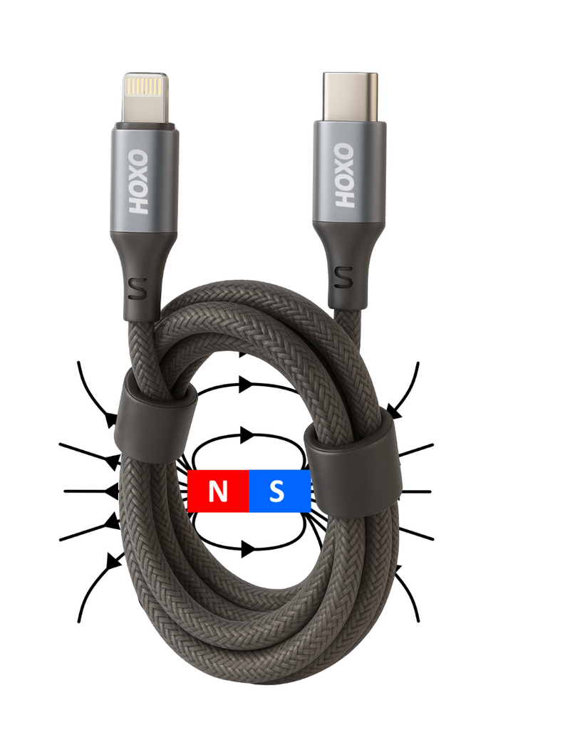 2x Magnetische Oplaadkabel geschikt voor Lightning - USB C Kabel - Magnetische Oprolbaar - 1 Meter - Snellader - Fast Charging